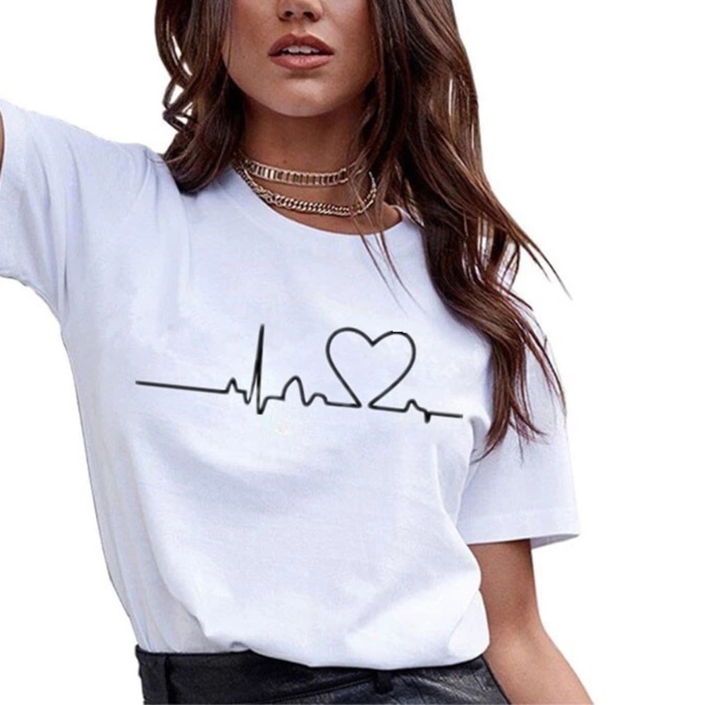 Heartbeat white t shirt
